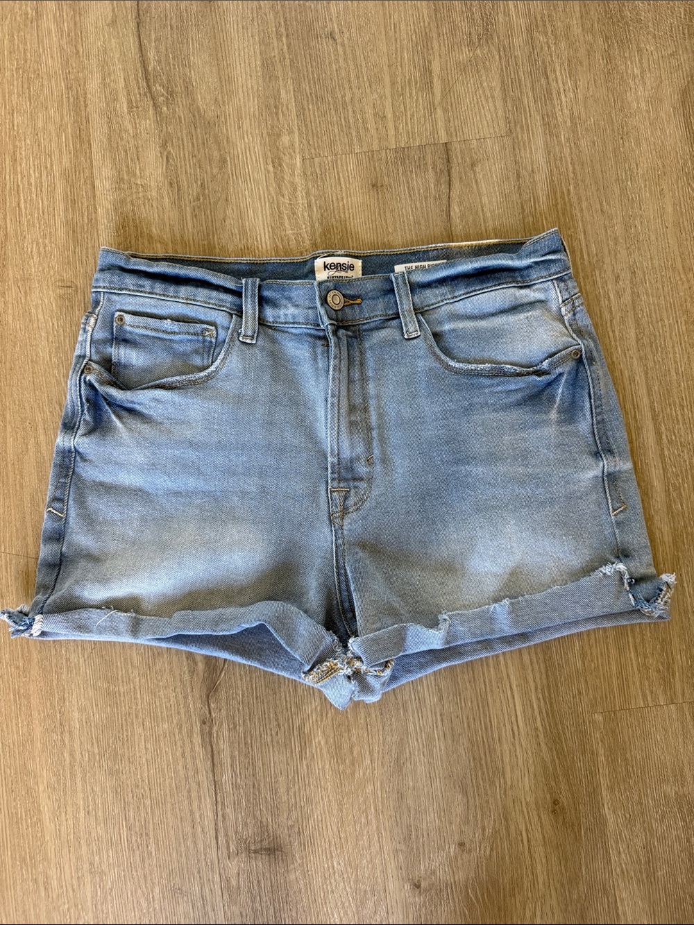 Kensie The High Rise Short Rolled Hem Denim Shorts